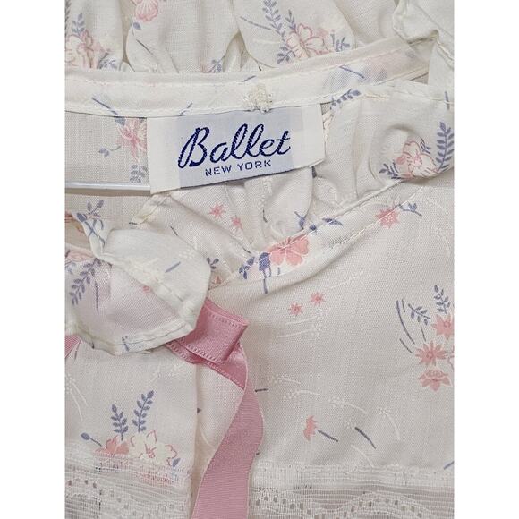Vtg Ballet Floral House Dress Sz Medium Small Print Cottagecore Coquette - Picture 3 of 9